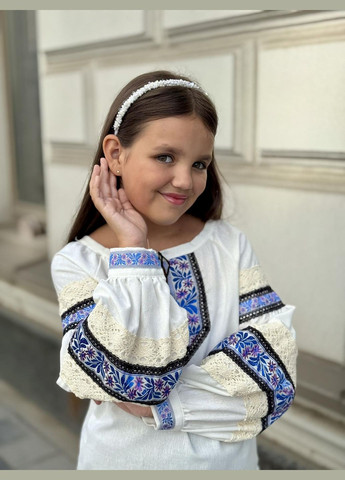 Белая блузка в этно стиле IRmAS узор однотонный вискоза, лен (344575260)