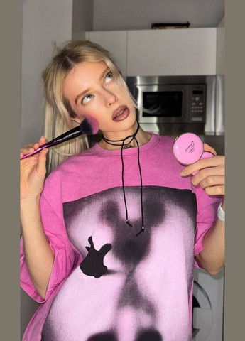 Турецкая футболка в оверсайз стиле с принтом на торсе, тай-дай футболка No Brand 5054 - (328925713)