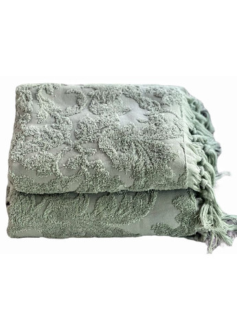Набор полотенец Sanda sage 50x100; 85x150 Maison D'or цветочный зеленый