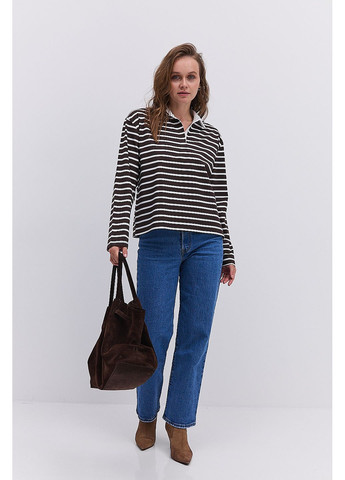 Жіночий лонгслів з коміром поло в смужку Arjen (363173464)