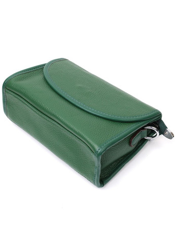 Компактная кожаная женская сумка с полукруглым клапаном зеленая 20,5*14*8,5 см Vintage (329150062)