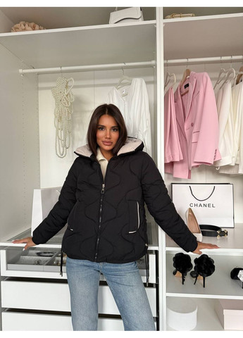 Черная демисезонная 💥 женская демисезонная куртка с капюшоном 💥 DK/DL Мода без кордонів