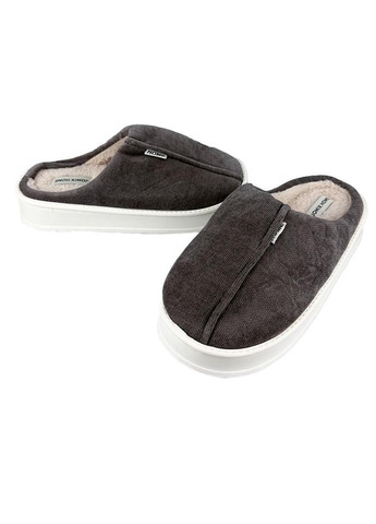 Черные комнатные мужские тапочки темно-серые 10121-1 Jomix