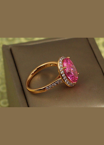Кольцо малинки с розовым камнем р 16 золотистое. Xuping Jewelry (316607249)