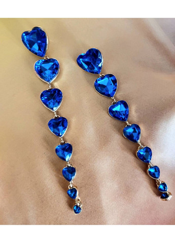 Сережки біжутерія довгі Сині серця No Brand (361080979)