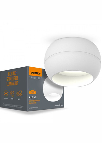 Стельовий світлодіодний світильник під лампу GX53 універсальний монтаж, білий VLSPF16A-W Videx (282313029)