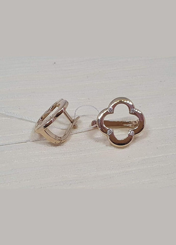 Золотые серьги Клевер с фианитами. СВ1428ЛИ Імперія золота (302021222)