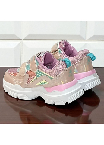 Розовые демисезонные ортопедические кроссовки на липучках для девочки клиби Clibee