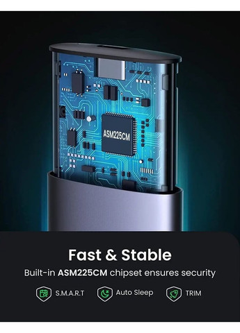 Зовнішня кишеня для накопичувача USB-C to M.2 NGFF 5G Enclosure A TO C Cable 50cm Ugreen CM400 (362669007)