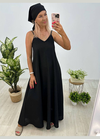 Черное платье с платком Garna однотонное