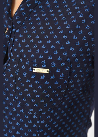 Сорочка жіноча темно-синього кольору Let's Shop (304368482)