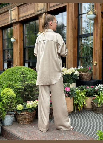 Женский костюм из шелка Армани рубашка и штаны Капучино Maybel (335011342)