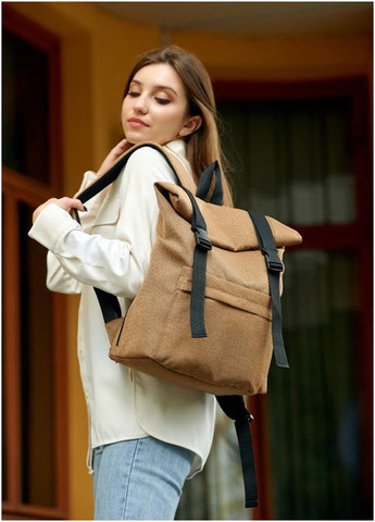Жіночий рюкзак ролл RollTop LSH Коричневий тканевий Sambag (302519011)