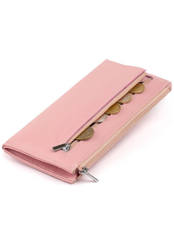 Горизонтальний тонкий гаманець зі шкіри жіночий рожевий 19325 st leather (329198486)