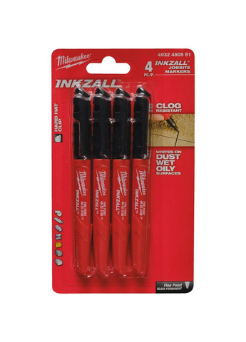 Маркер набір INKZALL для будмайданчика тонких 4 шт. (4932480551) Milwaukee (372616491)