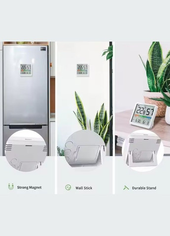 Термометр, гігрометр, годинник компактний з підставкою та магнітом. Термогігрометр. No Brand (319847346)