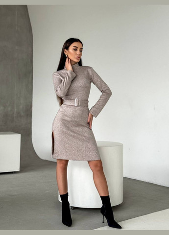 Бежева ділова, повсякденний, кежуал, джинсова сукня жіноча No Brand однотонна