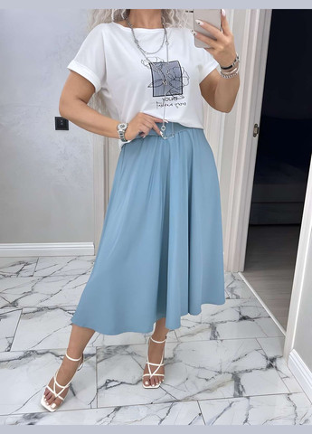 Спідниця +пояс жіноча довга міді 42-56 графіт (темно-сірий) No Brand (332770528)