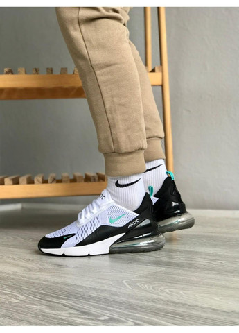 Черные демисезонные кроссовки мужские nike air max 270 white black blue 5 найк аир макс 270 No Brand