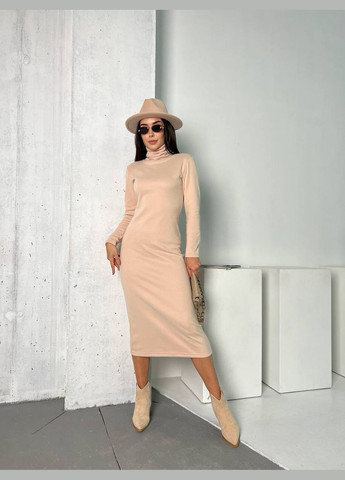 Молочное повседневное женское платье молочного цвета 26132 n No Brand