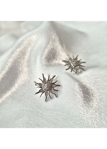 Серебряные серьги Солнце в Белых камнях серебро 925 пробы Родированное 5589р 4.00г No Brand (306741450)