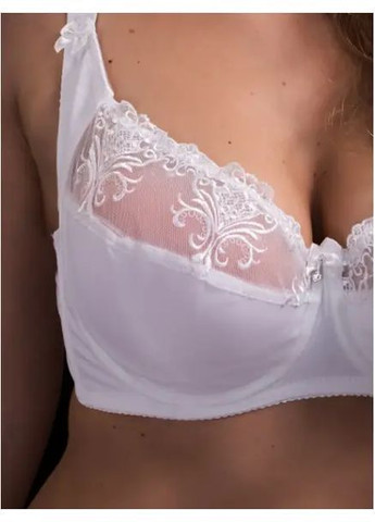 Білий брасьер коричневий м'який бюстгальтер на кісточках з квітковою вишивкою Finikin з кісточками мікрофібра, мереживо, еластан
