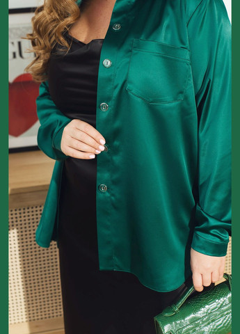 Зеленая вечерний рубашка однотонная Minova с длинным рукавом
