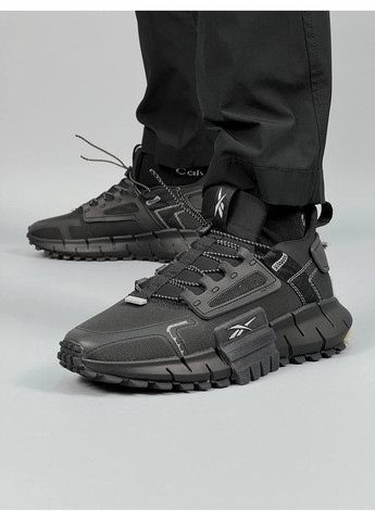 Черные демисезонные кроссовки мужские reebok zig kinetica fit black white рибок зиг кинетика No Brand