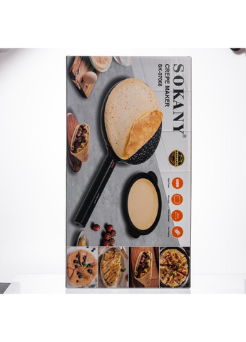 Сковорода млинниця електрична Ø20 (см) з антипригарним покриттям 600 Вт Чорний SK-07068 Sokany (370801752)