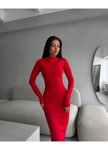 Червона жіноча сукня максі з горловиною Fashion