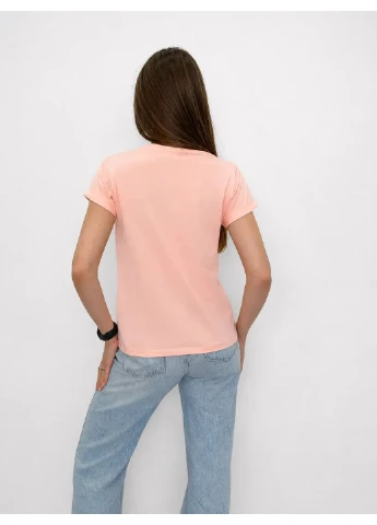 Однотонна базова жіноча футболка Персиковий 40-44 (4019) Pink Daisy - (400473450)
