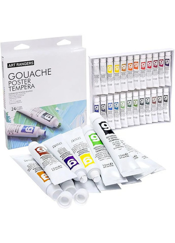 Гуашь набор 24 цвета в пластиковых тубах по 12 мл. Art Rangers (322650377)
