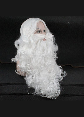 Борода белая 60 см, 300 г с усами Св.Николая/Санта Клауса/Д.Мороза/старца/колдуна - ПЫШНАЯ No Brand (370135551)