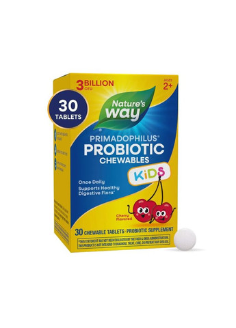 Пробиотик для детей Primadophilus вишня 3 млрд. CFU 30 таблеток Nature's Way (361115912)