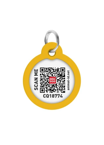 Адресник для собак металевий Smart ID з QR паспортом, малюнок "Градієнт помаранчевий", коло Д 30 мм WAUDOG (330245136)