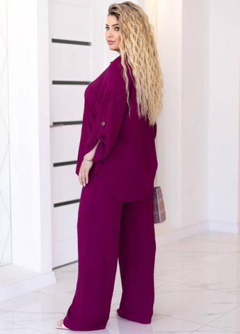 Базовий повсякденний легкий літній костюм двійка: сорочка подовжена позаду + прямі штани Україна (331783375)