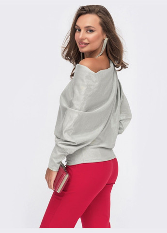 Серый демисезонный джемпер серого цвета со спущенным плечом Dressa