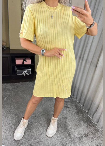 Желтое платье анита рванка из итальянского хлопка желтая You Best