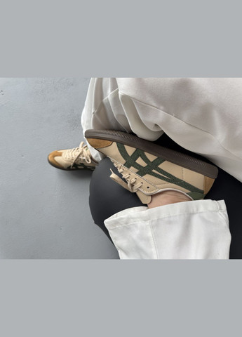 Бежевые демисезонные кроссовки мужские и женские asics onitsuka tiger tokuten "beige green" | асикс онитсука тайгер бежевые No Brand