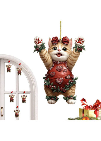 Мила акрилова ялинкова прикраса «Різдвяний Кіт Амурчик» — витончена прикраса окраса вашої ялинки, дому, офісу, 2D (плоска) No Brand (370625883)
