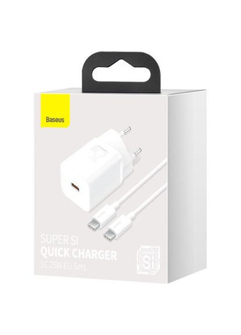 Зарядное устройство (TZCCSUP-L02) Baseus 1xUSB 25W (USB-C) + Cable Type-C white (369881671)