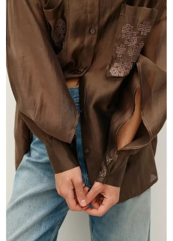 Чёрная блуза женская с вышивкой mkrm4280 Rica Mare