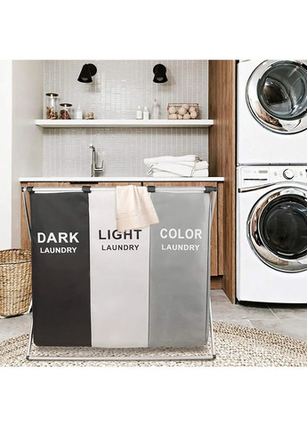 Кошик для білизни розкладний з 3 відсіками для сортування темних, кольорових та світлих речей Laundry Basket Pillow Pets (363832760)