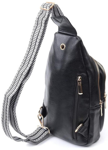 Сумка слінг через плече жіноча з екошкіри для телефону та для документів середня Чорний 38980 Vintage (351403610)