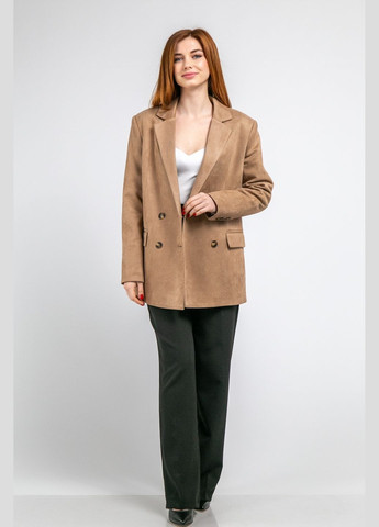 Светло-коричневый женский жакет из эко-замши CHICLY однотонный - демисезонный