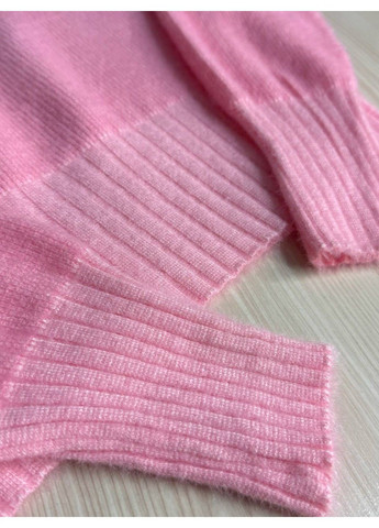 Розовый демисезонный свитер женский fancy matinee 7571 вафельный из ангоры оверсайз No Brand