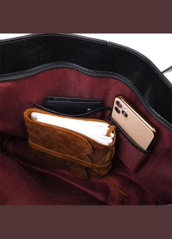 Функциональная сумка шоппер из натуральной кожи 22095 Черная Vintage (298571218)