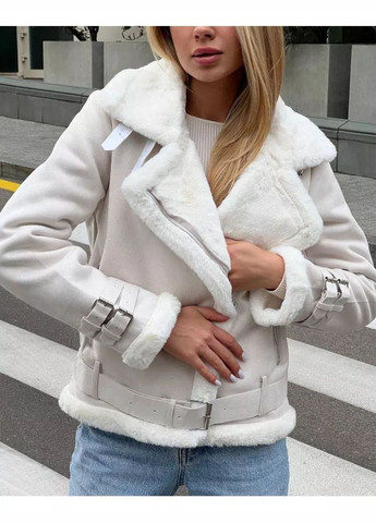 Жіноча дублянка 2141 Авіатор з поясом молочна You Best (303899216)