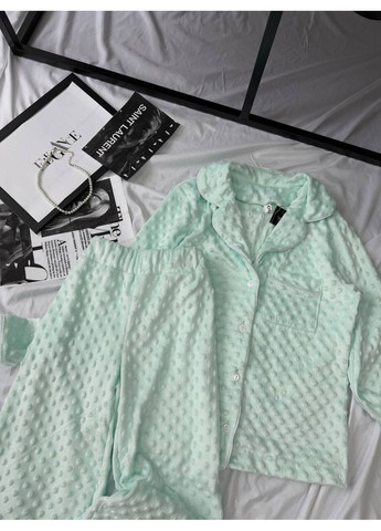 М'ятна піжама мʼяка як хмаринка,турецький велюр,сорочка та штани Україна