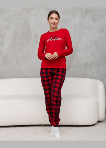 Красная женская пижама со штанами в клетку Nicoletta